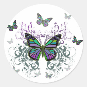 Sticker Rond Papillon MultiColor