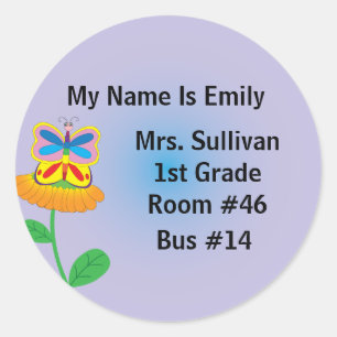 Sticker Rond Papillon Nametag