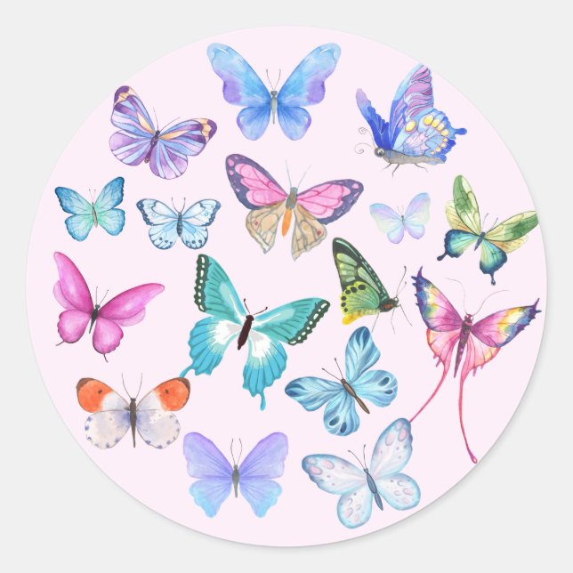 Sticker Rond Papillon, nature, printemps, rose, fête de mariage (Devant)