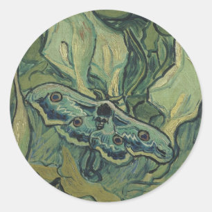 Sticker Rond Papillon Paon Vert (Empereur) par Vincent van Gogh