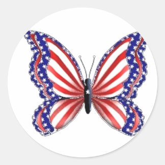 Sticker Rond Papillon patriotique