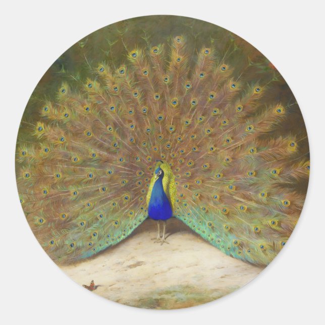Sticker Rond Papillon Peacock et Peacock, illustration artistiq (Devant)