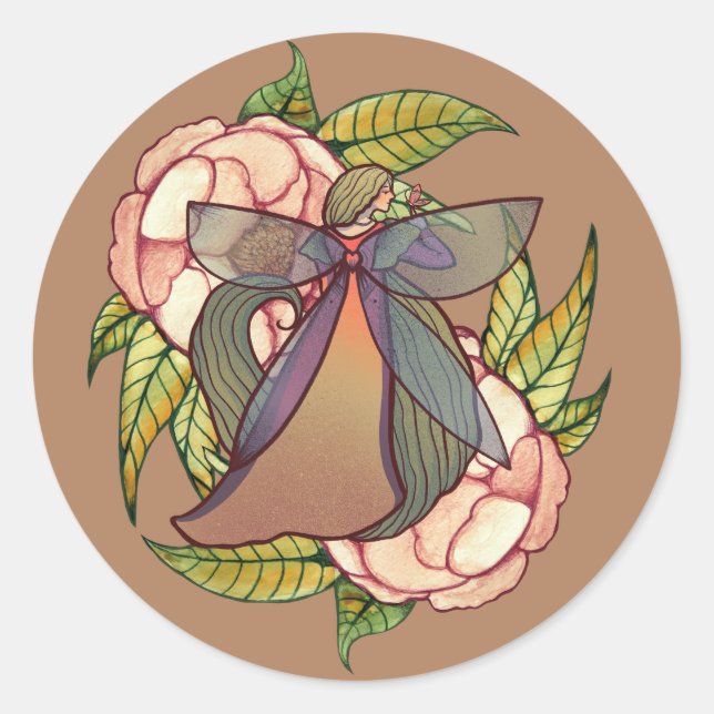Sticker Rond Papillon Peony Fairy Peonies (Devant)