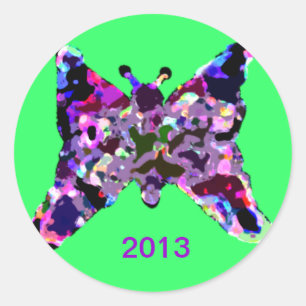 Sticker Rond Papillon Pour Bonne Chance Pour Le Nouvel An