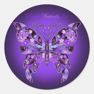 Sticker Rond Papillon pourpre 31