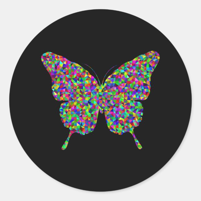 Sticker Rond Papillon prismatique (Devant)
