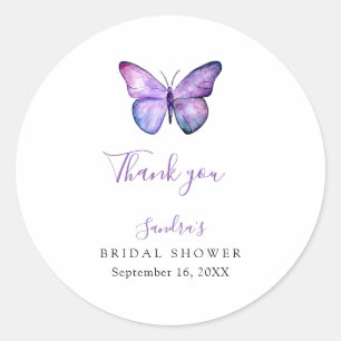 Sticker Rond Papillon Remerciements Élégants pour Baby Shower S