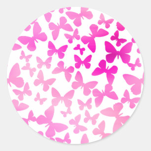 Sticker Rond Papillon (rose)