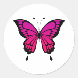 Sticker Rond Papillon rose et violet