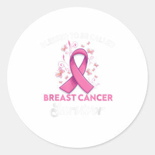 Sticker Rond Papillon rose mou pour soutenir le cancer du sein 