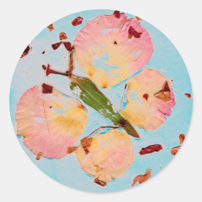 Sticker Rond Papillon rose Turquoise Sky collant rond, scellant (Devant)