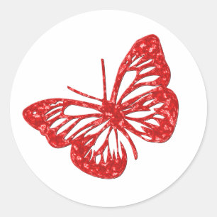 Sticker Rond Papillon rouge