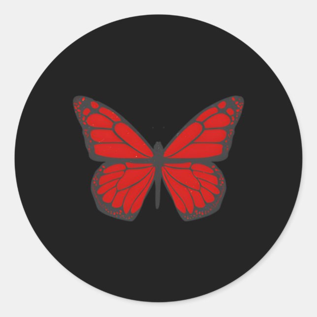 Sticker Rond Papillon rouge Grunge esthétique doux (Devant)