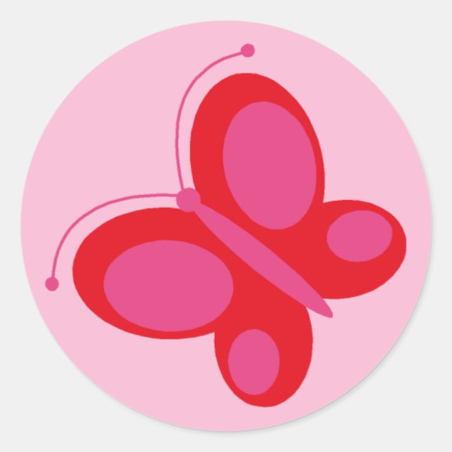 Sticker Rond Papillon [rouge + rose] (Devant)