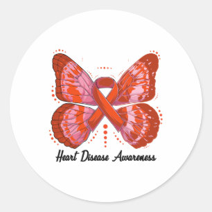 Sticker Rond Papillon Ruban Rouge Mois de la sensibilisation à