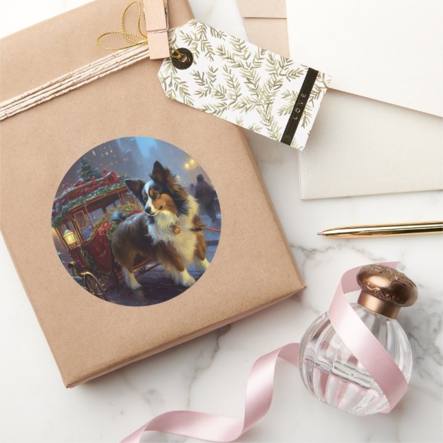 Sticker Rond Papillon Saison de Fêtes de Noël (Cadeaux)