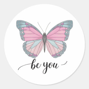 Sticker Rond Papillon, sois toi