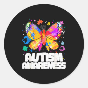 Sticker Rond Papillon soutien de la sensibilisation à l'autisme