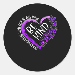 Sticker Rond Papillon Soyez Un Peu Violet Surdose Sensibilisati