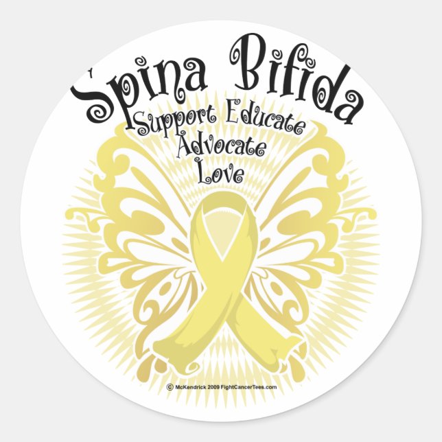 Sticker Rond Papillon Spina Bifida 3 (Devant)