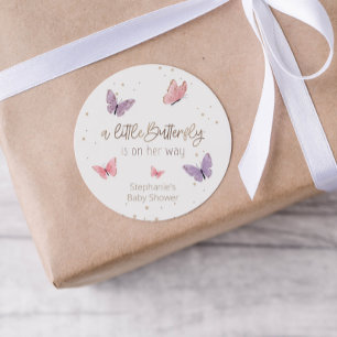 Sticker Rond Papillon sur le chemin Baby shower Favor Tags