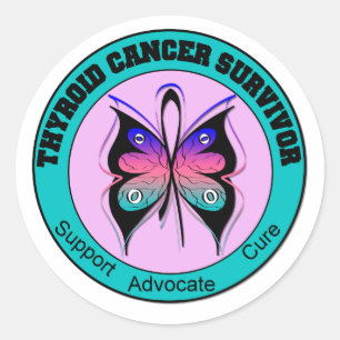 Sticker Rond Papillon survivant du cancer de la thyroïde