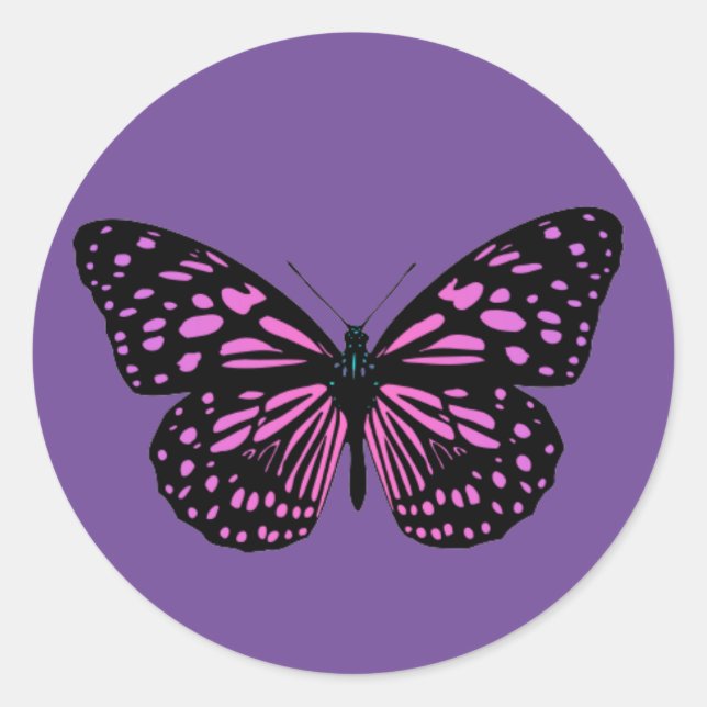 Sticker Rond Papillon tacheté de rose  (Devant)