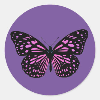 Sticker Rond Papillon tacheté de rose 