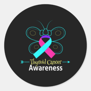 Sticker Rond Papillon Thyroïde Cancer Ruban Thyroïde Cancer Awa