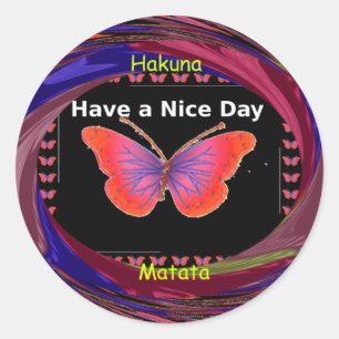 Sticker Rond Papillon violet orange Avoir un beau Art de jour I