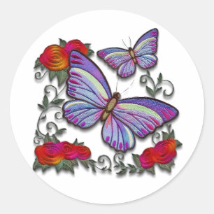 Sticker Rond papillons brodés