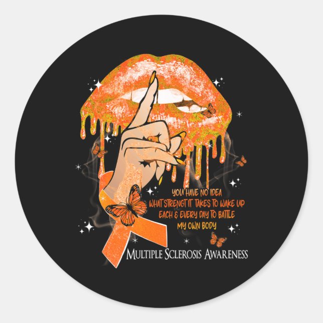 Sticker Rond Papillons de lèvres Femmes Sclérose en plaques (Devant)