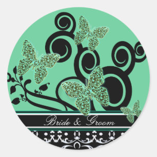 Sticker Rond Papillons de mariée et de mariée Flèches vert noir