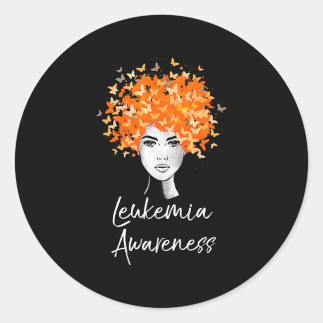 Sticker Rond Papillons de sensibilisation à la leucémie Cadeau (Devant)