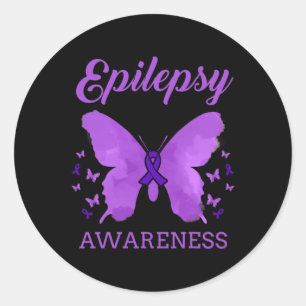 Sticker Rond Papillons de sensibilisation à l'épilepsie Épileps