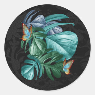 Sticker Rond Papillons du Paradis/Tropical Turquoise Splash