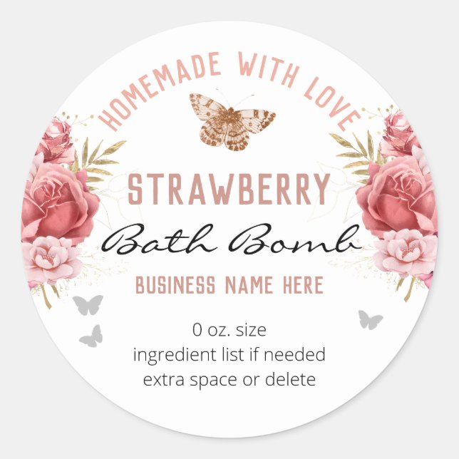 Sticker Rond Papillons floraux Bombe d'affaires personnalisée (Devant)