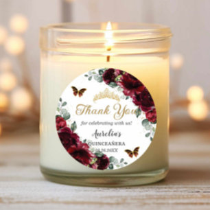 Sticker Rond Papillons floraux de Bourgogne Princesse Gold Favo