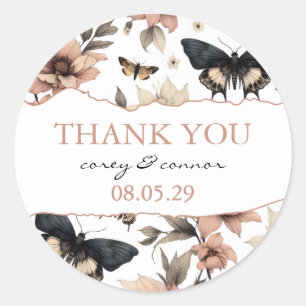 Sticker Rond Papillons Floraux Doux