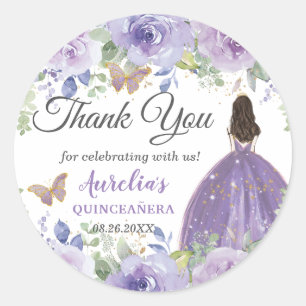 Sticker Rond Papillons floraux Lilac Princesse Favoriser