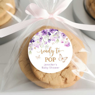 Sticker Rond Papillons floraux pourpres Prêt à la pop