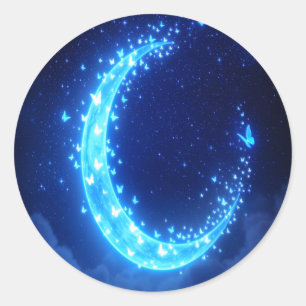 Sticker Rond Papillons Lune Enchantés - Bâton Lumineuse Magique
