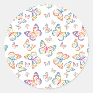 Sticker Rond Papillons multicolores