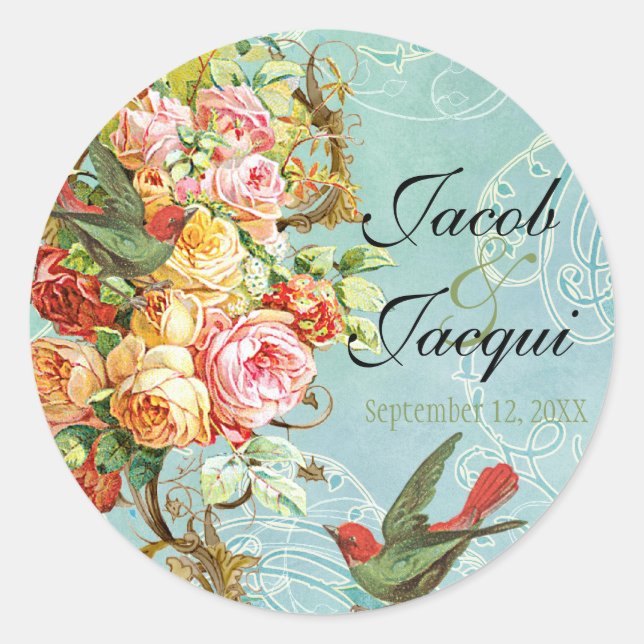 Sticker Rond Papillons papillon Rose vintage tourbillonne Éléga (Devant)