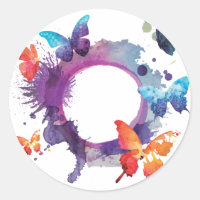 Papillons Pastel Aquarelle autour d'une bague