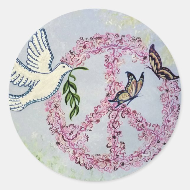 Sticker Rond Papillons Peace Dove (Devant)