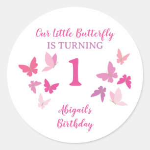 Sticker Rond Papillons Premier anniversaire