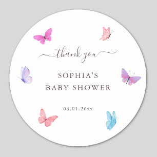 Sticker Rond Papillons rose violet Nature Merci à thème