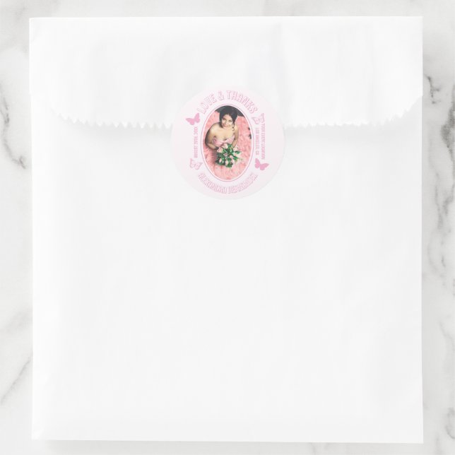 Sticker Rond Papillons roses Quinceanera (Sac)