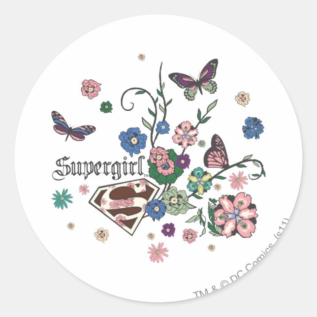 Sticker Rond Papillons supergirl (Devant)